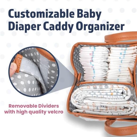 Large Baby Diaper Caddy Organizer Changing Table Basket Nursery Storage with Han - Picture 4 of 8